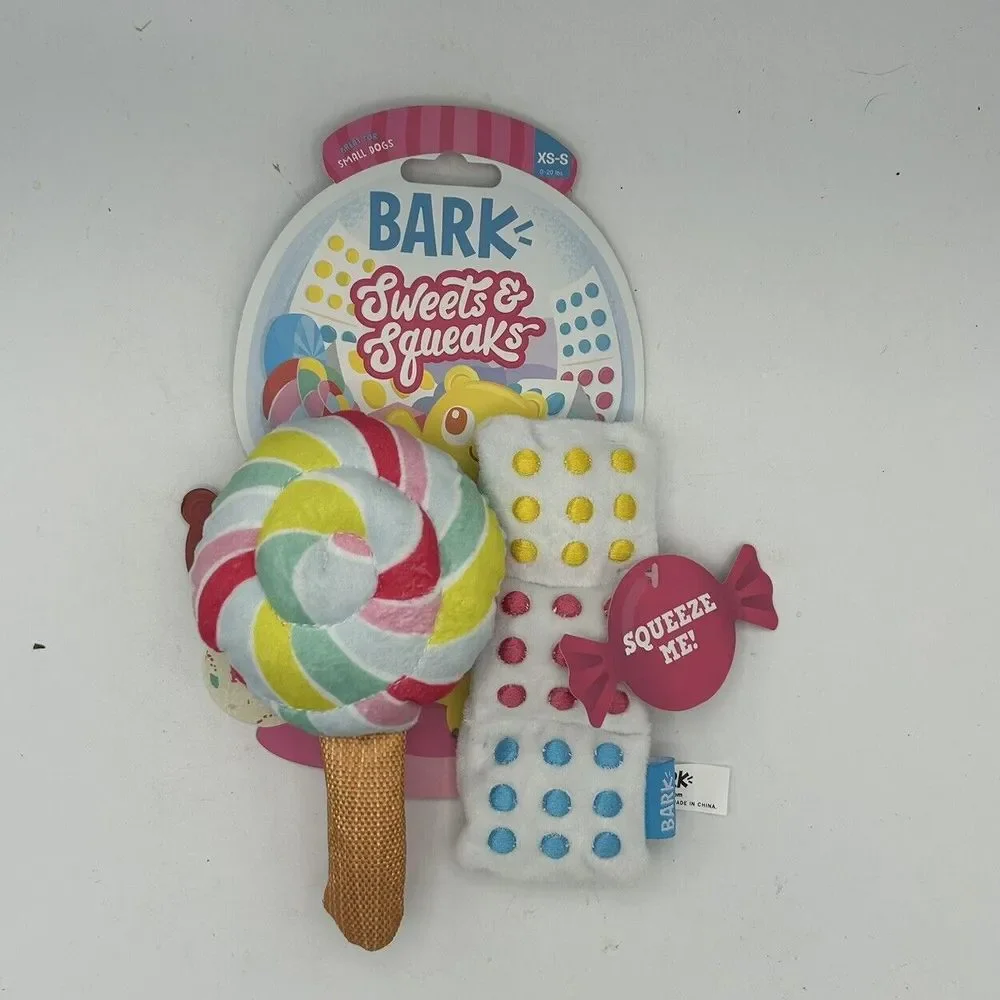 Bark Box Dog Toy Squeak & Sweets Candy Lollipop Plush Squeak XS-S 0-20 Pounds